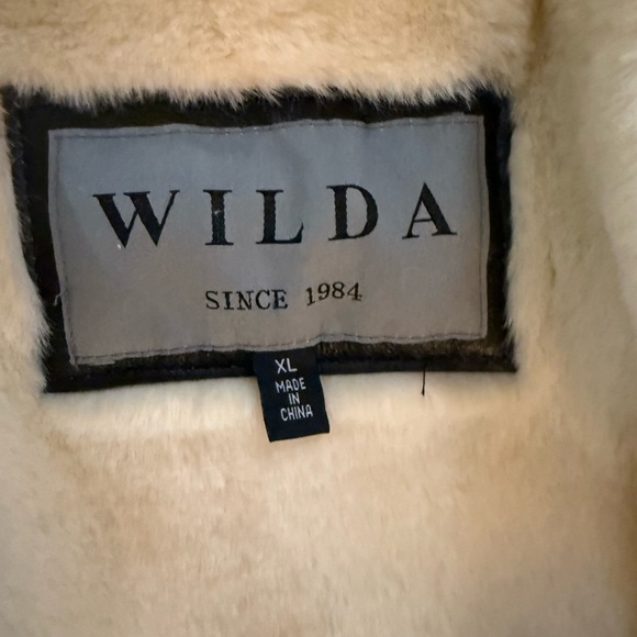 NEW!! Vintage Wilda Genuine Leather Shearling Hooded Belted Jacket Coat Black XL - Picture 6 of 7